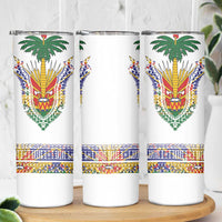 Haiti Flag Traditional Dashiki Skinny Tumbler White Color - Polynesian Pride
