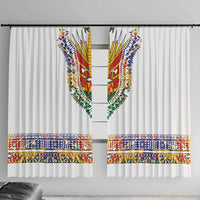 Haiti Flag Traditional Dashiki Window Curtain White Color - Polynesian Pride