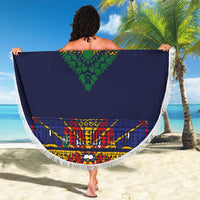 Haiti Flag Traditional Dashiki Beach Blanket Black Color LT03 - Polynesian Pride