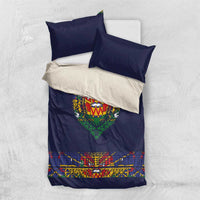 Haiti Flag Traditional Dashiki Bedding Set Black Color - Polynesian Pride