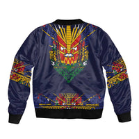 Haiti Flag Traditional Dashiki Bomber Jacket Black Color - Polynesian Pride