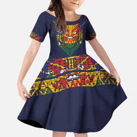 Haiti Flag Traditional Dashiki Family Matching Mermaid Dress and Hawaiian Shirt Black Color - Polynesian Pride