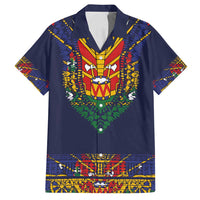 Haiti Flag Traditional Dashiki Family Matching Off Shoulder Short Dress and Hawaiian Shirt Black Color - Polynesian Pride
