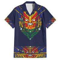 Haiti Flag Traditional Dashiki Family Matching Short Sleeve Bodycon Dress and Hawaiian Shirt Black Color - Polynesian Pride
