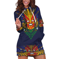 Haiti Flag Traditional Dashiki Hoodie Dress Black Color - Polynesian Pride