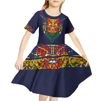 Haiti Flag Traditional Dashiki Kid Short Sleeve Dress Black Color - Polynesian Pride