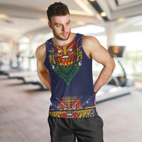 Haiti Flag Traditional Dashiki Men Tank Top Black Color LT03 Black - Polynesian Pride