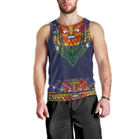 Haiti Flag Traditional Dashiki Men Tank Top Black Color LT03 - Polynesian Pride