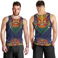 Haiti Flag Traditional Dashiki Men Tank Top Black Color LT03 - Polynesian Pride