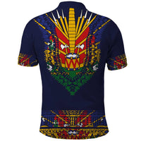 Haiti Flag Traditional Dashiki Polo Shirt Black Color - Polynesian Pride