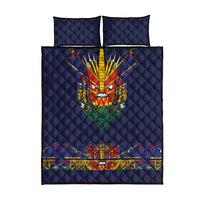 Haiti Flag Traditional Dashiki Quilt Bed Set Black Color - Polynesian Pride