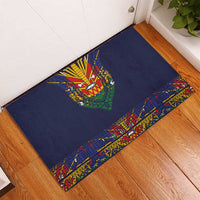 Haiti Flag Traditional Dashiki Rubber Doormat Black Color LT03 - Polynesian Pride