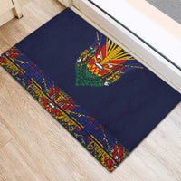 Haiti Flag Traditional Dashiki Rubber Doormat Black Color LT03 - Polynesian Pride