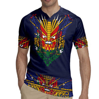 Haiti Flag Traditional Dashiki Rugby Jersey Black Color LT03 - Polynesian Pride