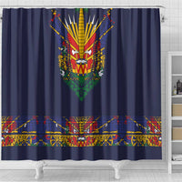 Haiti Flag Traditional Dashiki Shower Curtain Black Color - Polynesian Pride