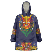 Haiti Flag Traditional Dashiki Wearable Blanket Hoodie Black Color LT03 One Size Black - Polynesian Pride