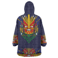 Haiti Flag Traditional Dashiki Wearable Blanket Hoodie Black Color LT03 - Polynesian Pride