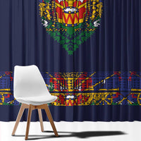 Haiti Flag Traditional Dashiki Window Curtain Black Color - Polynesian Pride