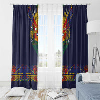 Haiti Flag Traditional Dashiki Window Curtain Black Color - Polynesian Pride
