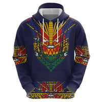 Haiti Flag Traditional Dashiki Zip Hoodie Black Color - Polynesian Pride