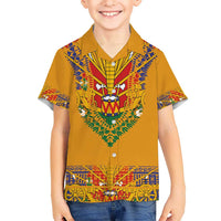 Haiti Flag Traditional Dashiki Kid Hawaiian Shirt Yellow Color - Polynesian Pride