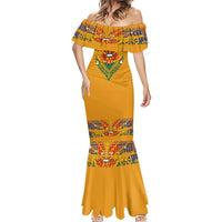 Haiti Flag Traditional Dashiki Mermaid Dress Yellow Color - Polynesian Pride