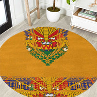 Haiti Flag Traditional Dashiki Round Carpet Yellow Color - Polynesian Pride