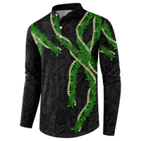 Hawaii Maile Lei Button Sweatshirt Aloha Black Color LT03 - Polynesian Pride