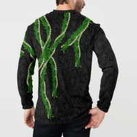 Hawaii Maile Lei Button Sweatshirt Aloha Black Color LT03 - Polynesian Pride