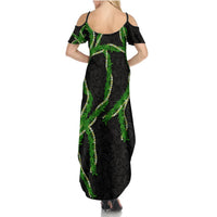 Hawaii Maile Lei Summer Maxi Dress Aloha Black Color LT03 - Polynesian Pride