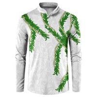 Hawaii Maile Lei Button Sweatshirt Aloha White Color LT03 White - Polynesian Pride