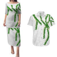 Hawaii Maile Lei Couples Matching Puletasi and Hawaiian Shirt Aloha White Color LT03 White - Polynesian Pride