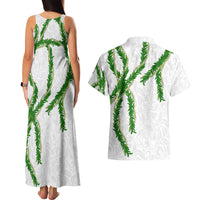 Hawaii Maile Lei Couples Matching Tank Maxi Dress and Hawaiian Shirt Aloha White Color LT03 - Polynesian Pride