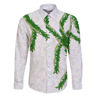Hawaii Maile Lei Family Matching Puletasi and Hawaiian Shirt Aloha White Color LT03 Dad's Shirt - Long Sleeve White - Polynesian Pride
