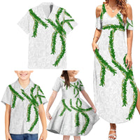 Hawaii Maile Lei Family Matching Summer Maxi Dress and Hawaiian Shirt Aloha White Color LT03 - Polynesian Pride
