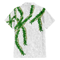 Hawaii Maile Lei Family Matching Tank Maxi Dress and Hawaiian Shirt Aloha White Color