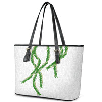 Hawaii Maile Lei Leather Tote Bag Aloha White Color LT03 - Polynesian Pride