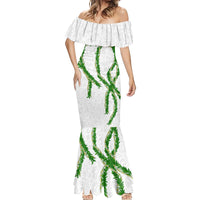 Hawaii Maile Lei Mermaid Dress Aloha White Color LT03 - Polynesian Pride