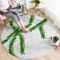 Hawaii Maile Lei Round Carpet Aloha White Color