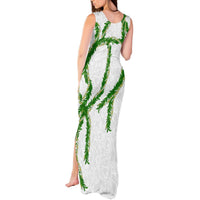 Hawaii Maile Lei Tank Maxi Dress Aloha White Color LT03 - Polynesian Pride