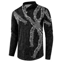 Hawaii Maile Lei Button Sweatshirt Aloha Grayscale Color LT03 - Polynesian Pride