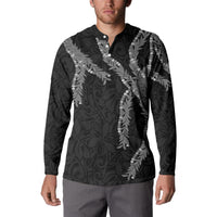 Hawaii Maile Lei Button Sweatshirt Aloha Grayscale Color LT03 - Polynesian Pride