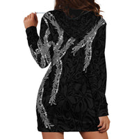 Hawaii Maile Lei Hoodie Dress Aloha Grayscale Color LT03 - Polynesian Pride
