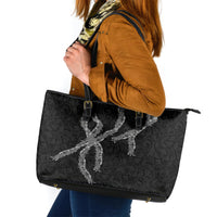 Hawaii Maile Lei Leather Tote Bag Aloha Grayscale Color LT03 Grayscale - Polynesian Pride