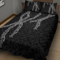 Hawaii Maile Lei Quilt Bed Set Aloha Grayscale Color LT03 - Polynesian Pride
