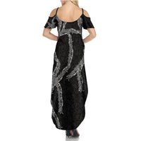 Hawaii Maile Lei Summer Maxi Dress Aloha Grayscale Color LT03 - Polynesian Pride