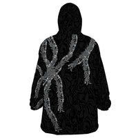 Hawaii Maile Lei Wearable Blanket Hoodie Aloha Grayscale Color LT03 - Polynesian Pride