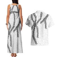 Hawaii Maile Lei Couples Matching Tank Maxi Dress and Hawaiian Shirt Aloha The Grey Color LT03 - Polynesian Pride