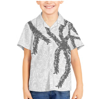 Hawaii Maile Lei Family Matching Mermaid Dress and Hawaiian Shirt Aloha The Grey Color