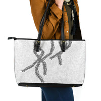 Hawaii Maile Lei Leather Tote Bag Aloha The Grey Color LT03 - Polynesian Pride